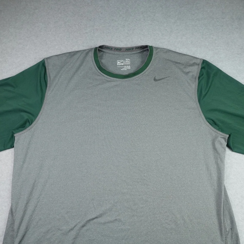 Nike Pro Shirt Mens XXL Gray Green Athletic Long Sleeve Nike FIT DRY MLB